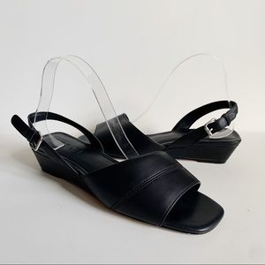 1.State Nai Leather Sling Back Square Toe Sandal Black Size 9